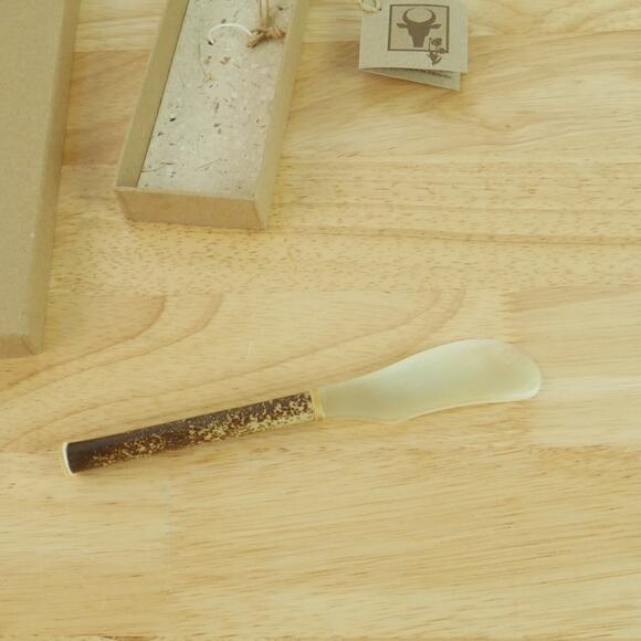 Handmade Bovine Horn Spreader Hostess Gift Cheese Butter Knife Artisan Eclectic - Picture 8 of 13